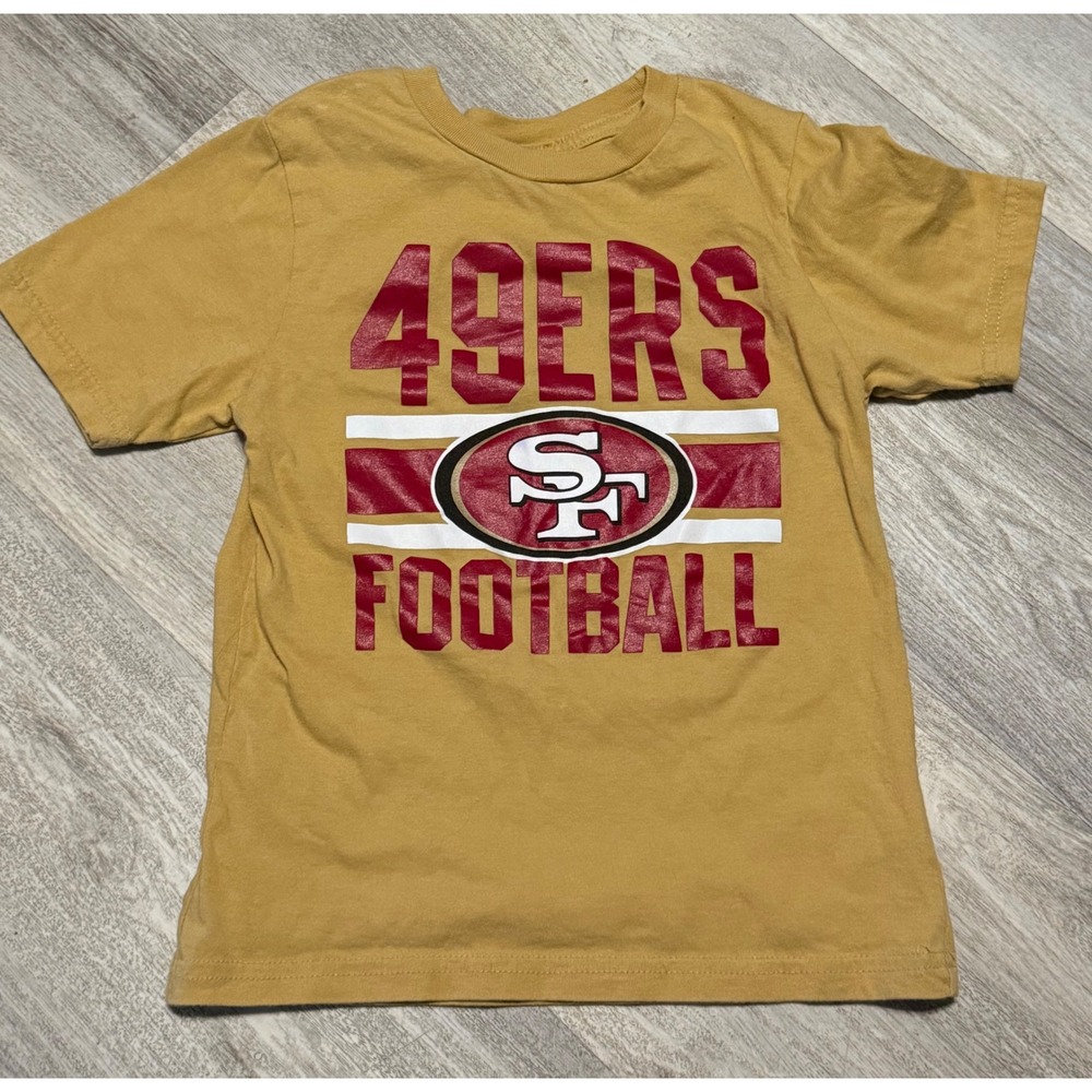 Kids San Francisco 49ers Football T Shirt Size 5/6‎ Gold NFL Short Sleeve